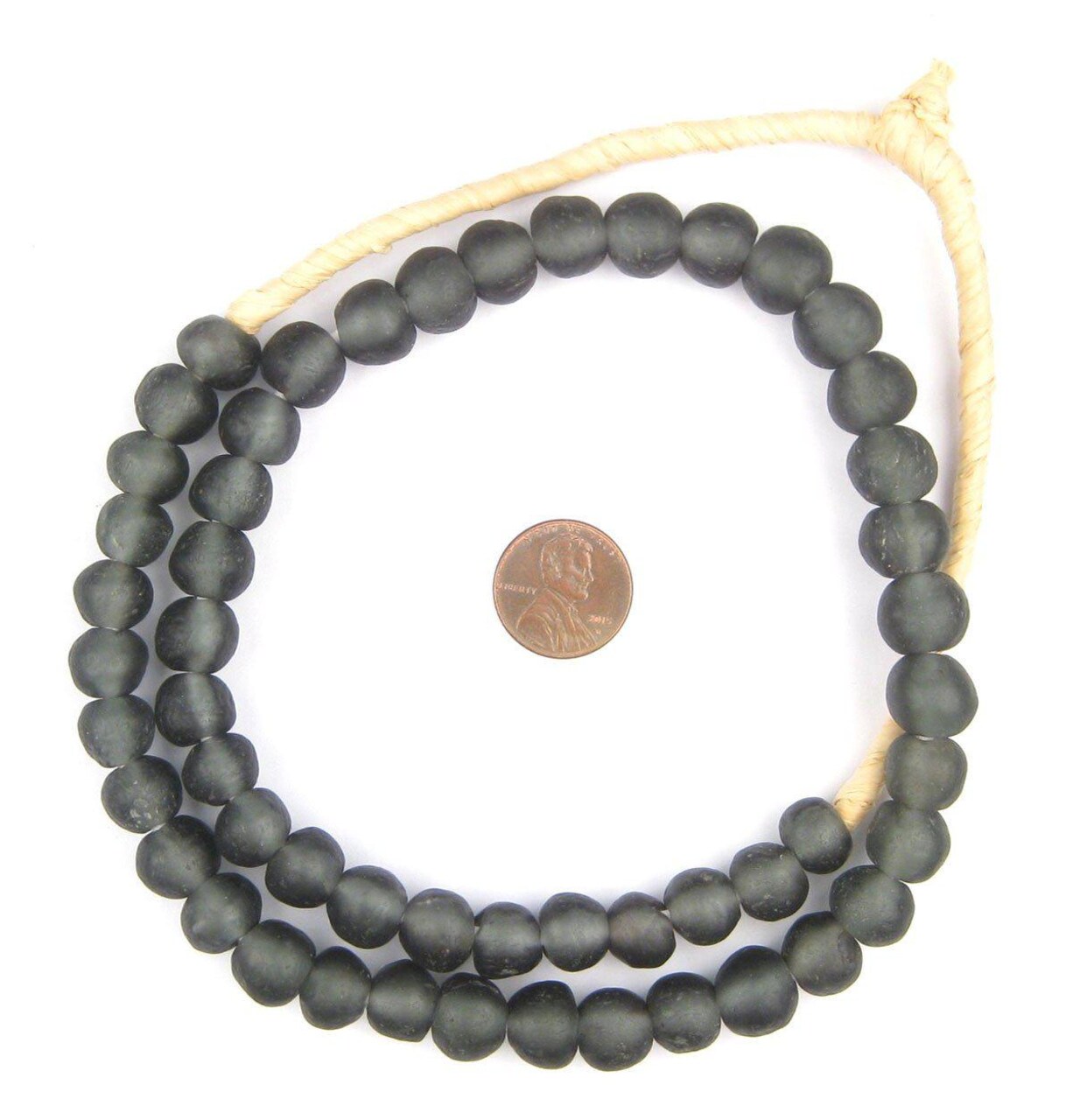 The Bead Chest African Recycled Glass Beads, 11mm - Full Strand Eco-Friendly Fair Trade Sea Glass Beads from Ghana Handmade Ethnic Round Spherical Tribal Boho Krobo Spacer Beads